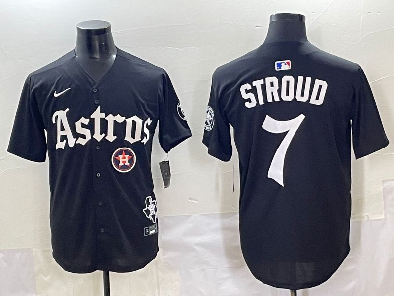 Men 2025 Houston Astros #7 Stroud Black Five generations Joint Name Nike MLB Jersey style 12